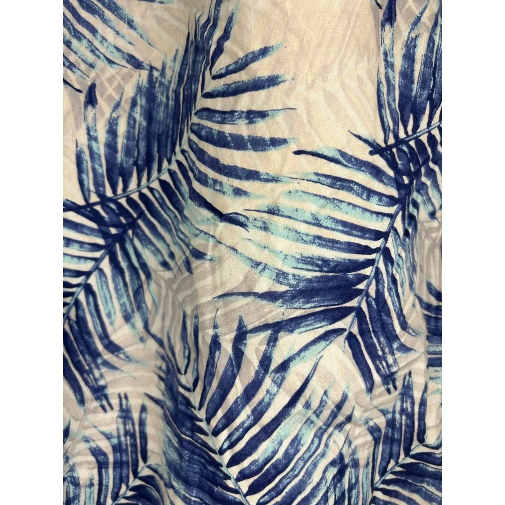 Tommy Bahama Mens XL Blue White Palm‎ Leaf Cotton Drawstring Shorts Tropical